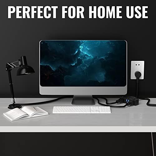 Outdoor Extension Cord 30 Ft with 3 Outlets, 12/3 SJTW 3 Prong Grounded Power Cord, 12 Gauge 12AWG Heavy Duty Power Cable, ETL Listed, 15 Amp 125 V 1875 W-Multiple Outlets for Indoor/Outdoor-Black - Image 6