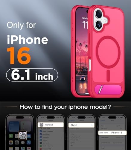 Temdan Magnetic Compatible with iPhone 16 Case, [Built-in Invisible Kickstand][Compatible with MagSafe][Military Grade Shockproof] Slim Translucent Matte Phone Case for iPhone 16 6.1" - Image 2