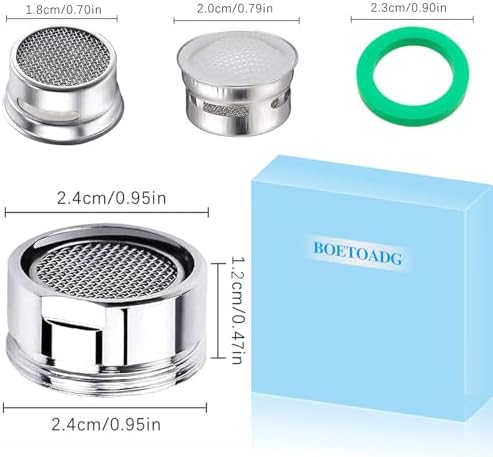 BOETOADG 4PCS Faucet Aerator, 2 Packs of Aerator Filter Replacement Parts, With Brass Housing 15/16 Inch 24mm External Thread Aerator Faucet Filter, With Gasket, For Kitchen and Bathroom - Image 2