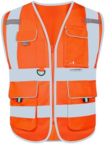 HYCOPROT High Visibility Safety Vest Hi Vis Reflective Construction Vests with Pockets for Men Women,Meets ANSI/ISEA Standard by HYCOPROT