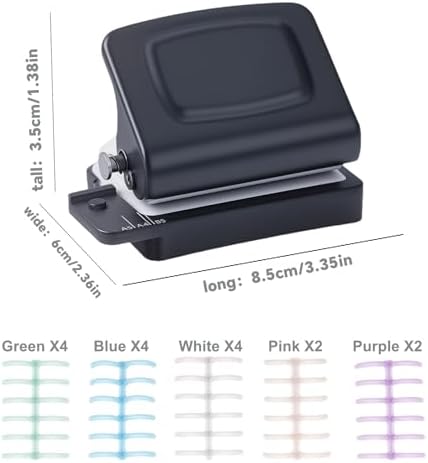 Spiral Binding Machine-Mini 6 Hole Puncher, DIY Creative Book Binder Machine for Planner, A4-30 Holes, A5-20 Holes, B5 26 Holes with 16 PCS 6-Hole Loose Leaf - Black - Image 3