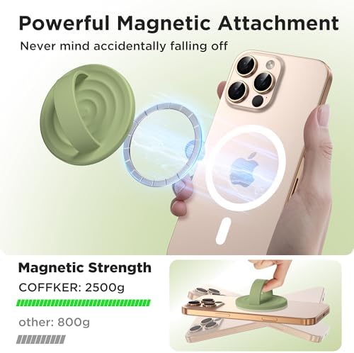 Magnetic Phone Grip for MagSafe, Silicone Ring Grip, Tea Green - Image 3