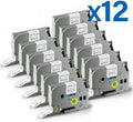 TZe-231 Label Maker Tape, 12 Pack 12mm 0.47 Inch Laminated Black on White Tape Refills, Compatible with PT-D210 PT-H110 PT-D220 PT-D400 PT-D410 PT-D460BT PT-D600 PT-P300BT PT-P700, 26.2 ft Each by Unknown