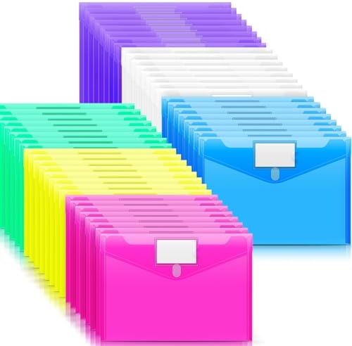 Sooez 48 Pack File Folders, Clear Poly Envelopes Plastic Folders A4 Pouch by Sooez