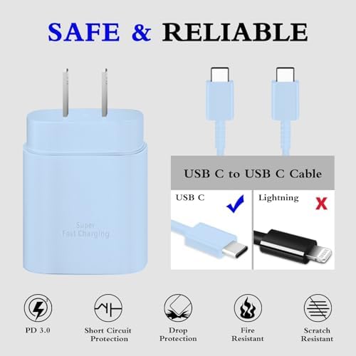 Type C Charger Fast Charging 2-Pack 25W Long 6FT USB C Cable - Image 3