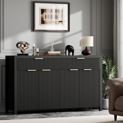Lulive 55" Sideboard Buffet Cabinet with Storage for Kitchen, Black by Lulive
