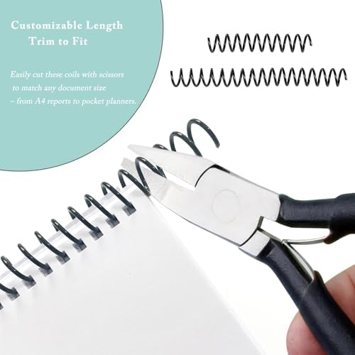 5-Hole Punch Square Paper Punch Manual Book Binding Machine with 20PCS 3:1 Pitch Plastic Spiral Binding Coils for Planners, Notebooks, Journals or Scrapbooks (Silver and White) - Image 6
