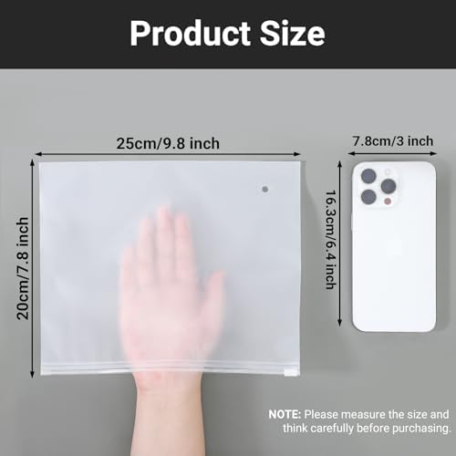 Frosted Zipper Bags for Clothes 25pcs, Plastic Shirt Bags for Packaging T-Shirt, Swimsuit, Bikini, Bathing Suit, 3 Mil, 9.8x7.8" with Vent Holes and Reinforced Sides - Image 4