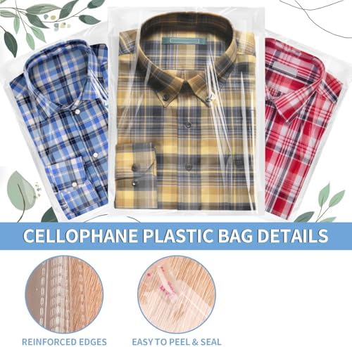 70 Pack 12x15" Clear Cellophane Bags for Shirts, Gift Wrapping, Artwork - Image 3