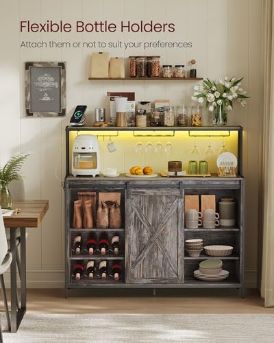 VASAGLE Coffee Bar, Buffet Cabinet with LED Light and Power Outlet - Image 7