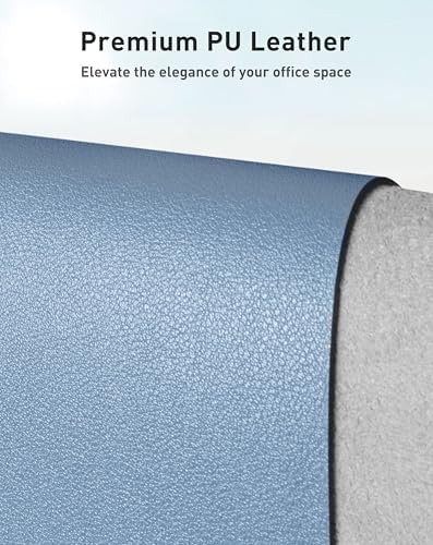 Aothia Faux Leather Desk Mat - Large Mouse Pad, Non-Slip PU Leather Blotter, Waterproof Writing Surface for Office and Home (Denim Blue, 40" x 24") - Image 2