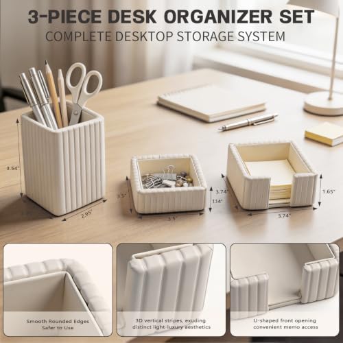 3 Pack Desk Organizer Set of Pen Holder,Paperclip Storage Sticky Note Holde - Image 3
