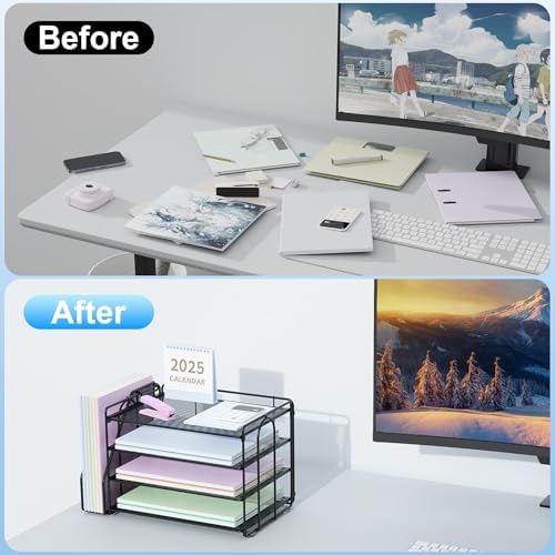 Spacrea 4-Tier Paper Organizer for Desk with File Organizer - Image 2