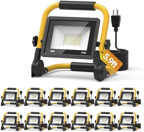 AIKVSXER Portable LED Work Light, 30W 3600LM Job Site Lights, 12 Pack by AIKVSXER