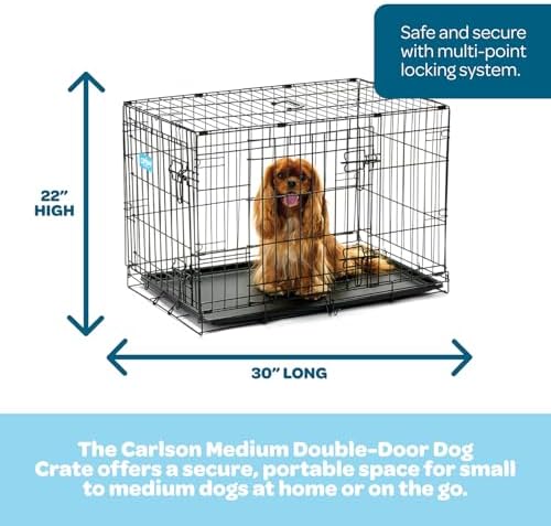 Carlson Secure and Compact Double Door Metal Dog Crate, Medium with Divider Panel - Image 2