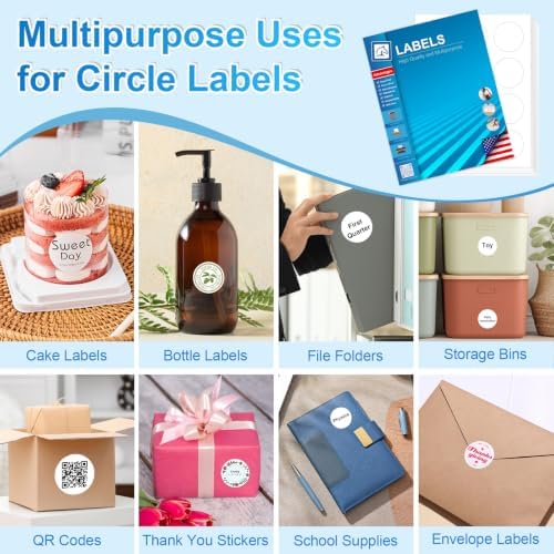 2" Round Labels, 300 White Printable Stickers for Laser & Inkjet Printers - Image 4