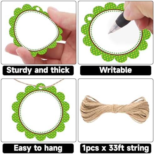 G2PLUS 50PCS Green Scalloped Tags, Back to School Gift Labels with String - Image 2
