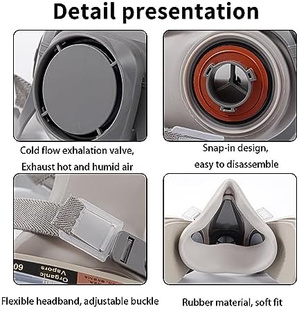 Reusable Half Face Respirаtor, Gas Cover Organic Vapor Mask and Dust-proof Face Cover, Protection for Painting, Mechanical Polishing, Logging, Welding and Other Work - Image 4