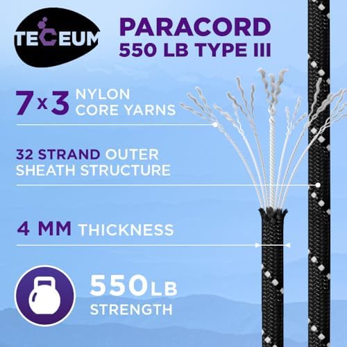 Paracord Rope 550 lb 4mm – Parachute Cord – Utility Camping Rope - Image 3
