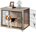 Yaheetech 38in Wooden Dog Crate Furniture w/Cushion for Medium Dogs, Gray by Yaheetech