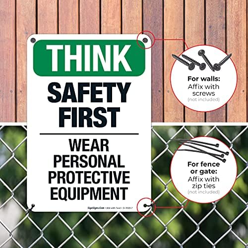 Think Safety First Wear Personal Protective Equipment Sign, - Image 4