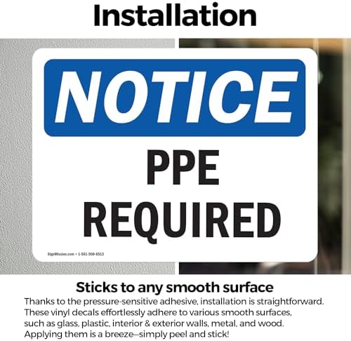 (2 Pack) PPE Required OSHA Notice Sign 5 Inch X 3.5 Inch Vinyl Label Decal Sticker Weather Resistant, UV Protected for Workplace, Business, and Construction Site, Made in the USA - Image 3