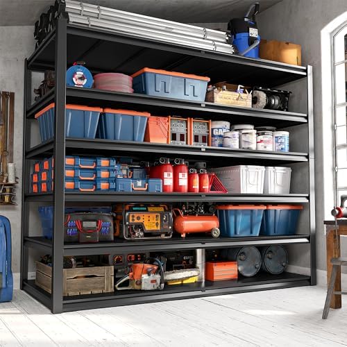 REIBII 84.1" H Garage Shelving, 3500LBS Storage Shelves Heavy Duty, Adjustable 6-Tier Metal Shelving for Commercial, Warehouse, Basement, Garage,Shop, 55.1" W x 25.8" D x 84.1" H by REIBII