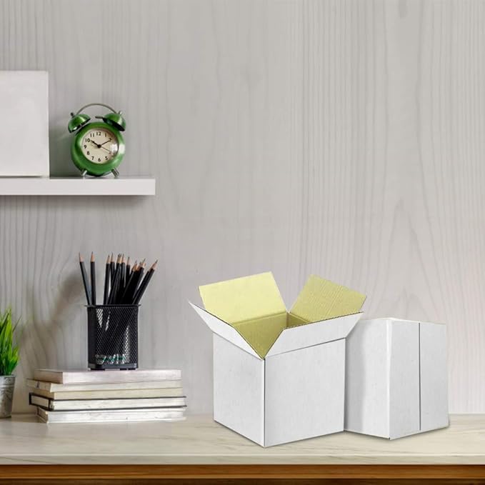 PETAFLOP 5x5x5 Shipping Boxes, Small White Corrugated Cardboard Box - Image 2