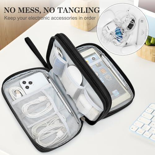 FYY Electronic Organizer, Travel Tech Pouch Bag, Large, Black - Image 5