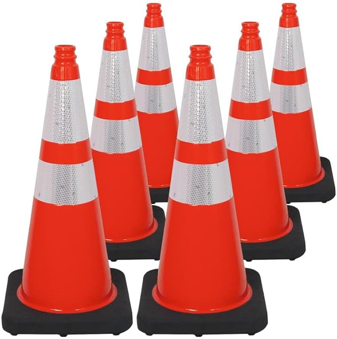 Brimar 28 Inch Traffic Cones, 6 Pack, Road Parking, MUTCD Approved Traffic Cones by BrimarIndustries