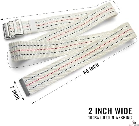 EMS XTRM Gait Belts - Essential Transfer Belts for Seniors and Physical Therapy, Durable and Comfortable, Nurses, Home Health Aides, Physical Therapists (Metal Buckle - Beige) - Image 2