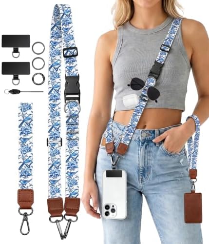 Bird Floral Phone Lanyard Crossbody Wrist Strap Around Neck Women by Sukyerios