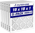 Filter King 19x19x1 Air Filter MERV 8, AC Furnace Filters (5-Pack) by FilterKing
