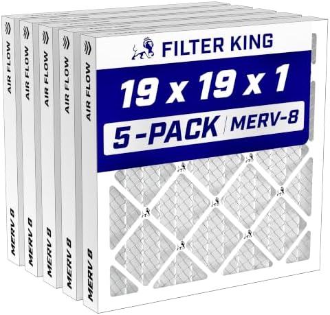 Filter King 19x19x1 Air Filter MERV 8, AC Furnace Filters (5-Pack) by FilterKing
