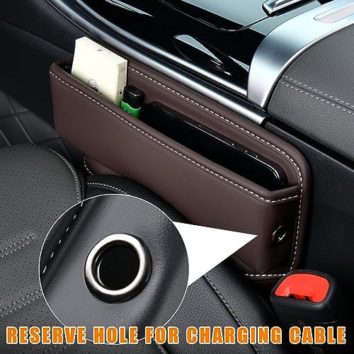 Ziciner Car Seat Gap Organizer, Premium Leather Auto Seat Storage Box, Vehicle Adjustable Front Seat Gap Filler, Car Seat Side Pocket Organizer for Phones, Glasses, Keys, Money, Cards (Coffee) - Image 5