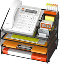 DocNest 4 Tier Metal Mesh Desk File Organizer with Phone Shelf, Black by DocNest