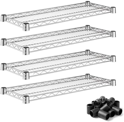 4-Pack 12"x30" Wire Shelves Chrome | 600lb Load Capacity NSF Commercial Storage Rack Unit by Zedfire