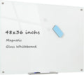 Glass Whiteboard Magnetic Dry Erase Board 48 x 36 Inches, Wall Mounted Glass by Kaimashi