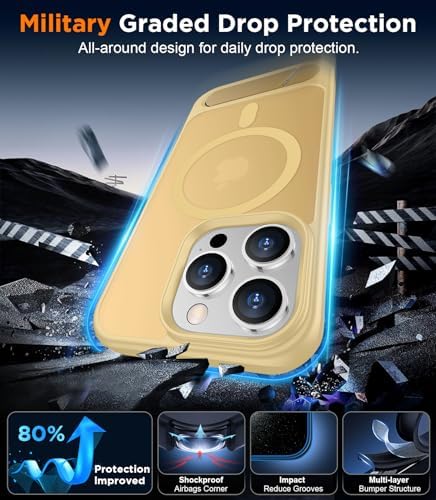 Temdan Magnetic Compatible with iPhone 13 Pro Case, [Built-in Invisible Kickstand][Compatible with MagSafe][Military Grade Shockproof] Slim Translucent Matte Phone Case for iPhone 13 Pro 6.1" - Image 3