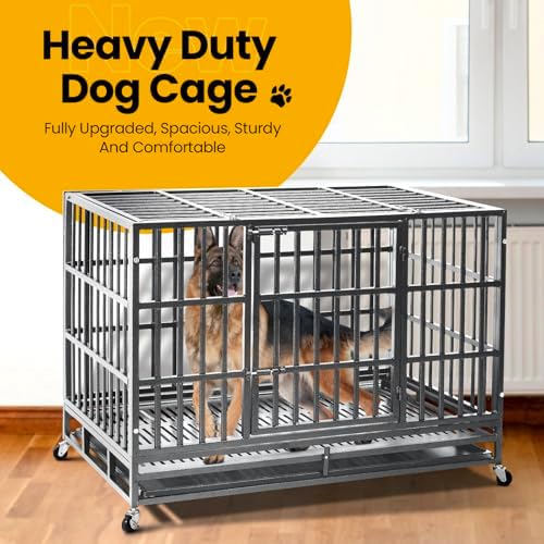 Oranland 48 Inch Heavy Duty Dog Crate for High Anxiety Large Dogs,Silver - Image 7