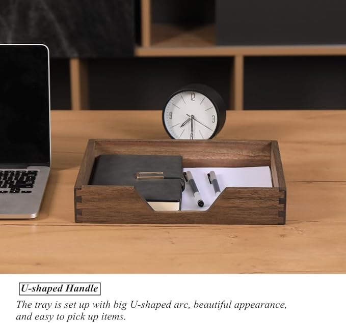 Wood Letter-Size Tray for Office Desktop Organizer - Image 2