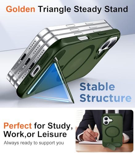 Temdan Magnetic Compatible with iPhone 16 Plus Case, [Built-in Invisible Kickstand][Compatible with MagSafe][Military Grade Shockproof] Slim Translucent Matte Phone Case for iPhone 16 Plus 6.7" - Image 4