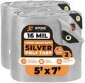 Xpose Safety Super Heavy-Duty 5' x 7' Silver/Brown Poly Tarp (2-Pack) - 16 Mil Waterproof & UV Resistant, Rip-Proof with Reinforced Edges & Grommets by XposeSafety