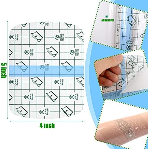 Nuanchu 50 Pcs Waterproof Transparent Adhesive Bandages Clear Adhesive Bandages Stretch Film Tape Tattoo Cover up Tape for Tattoo Swimming Shower(4 x 5.1 Inch) - Image 2