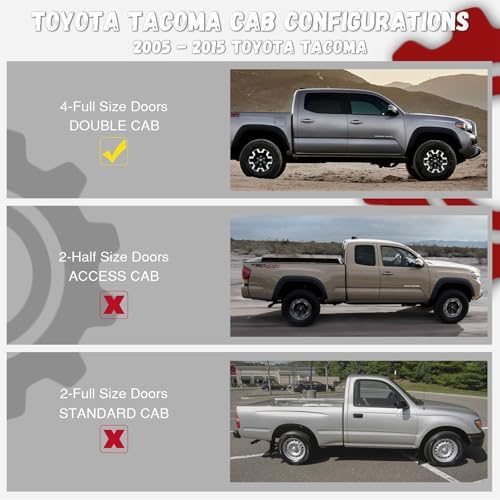Floor Mats for Toyota Tacoma 2005-2015 Double Cab (Only Fit Automatic), Custom Fit All-Weather TPE Floor Liners, Front & 2nd Row Mat for Tacoma Car Accessories - Image 2