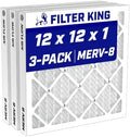 Filter King 12x12x1 Air Filter MERV 8, AC Furnace Filters (3-Pack) by FilterKing