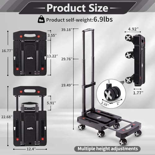 GtIiFmTe Foldable Hand Truck, Lightweight Luggage Cart for Airport Car Seat - Image 2