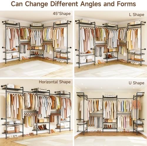ONBRILL U5 Wall Mounted Closet System, Industrial Pipe Clothing Rack, Black - Image 4