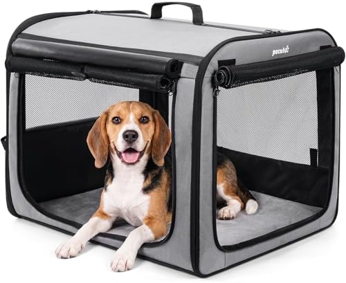 Dog Car Carrier Light Weight 27×20.5×20.5in, Foldable Dog Carrier, Gray by pecute