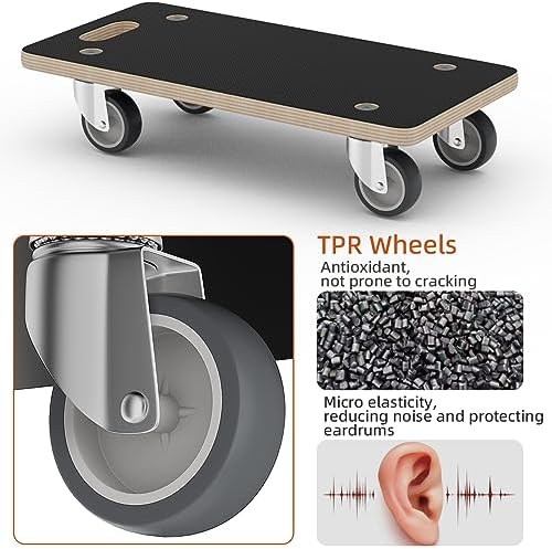 Wood Platform Dolly 4 Wheels Heavy Duty Furniture Mover Dolly 550 Lbs Capacity (2 Packs) Christmas Edition Color Family Trolley Specification - Image 5